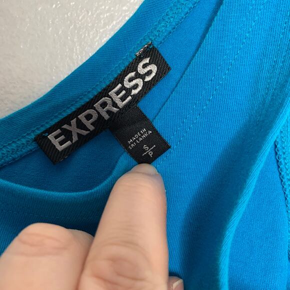 Express women's teal blue scoop neck mini length skater dress Small - Picture 9 of 10